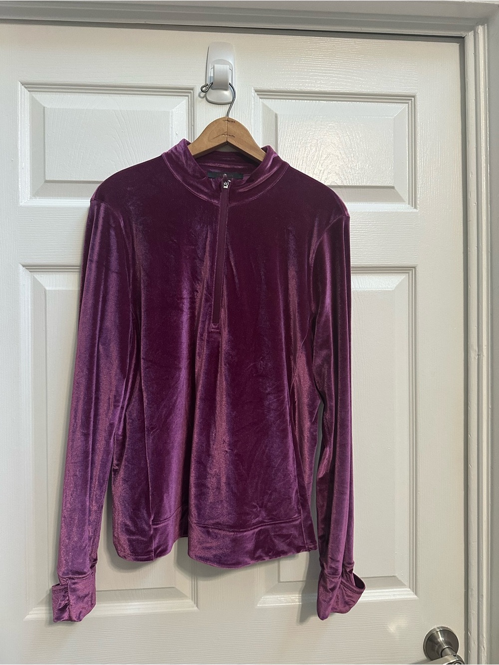 Greyson Velvet Half-Zip Top - Plum
